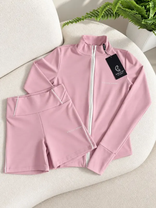 Conjunto rosa jaqueta short — VC Collection