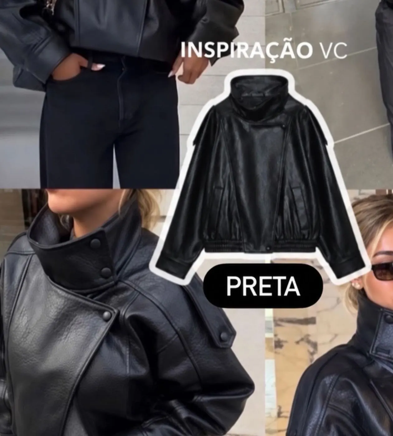 Jaqueta couro preta inspiracao — VC Collection